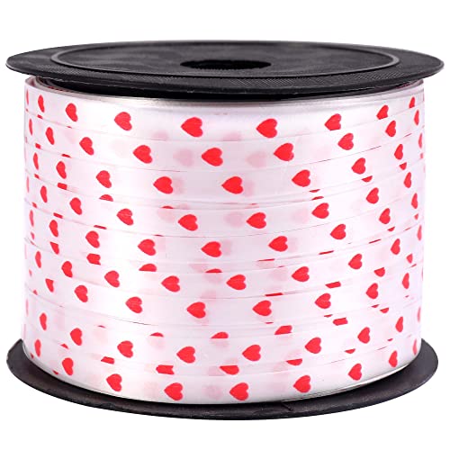 KatchOn, Love Red Ribbon for Valentines Day - 100 Yards, Red Heart Ribbon  for Crafts, Red and White Ribbon with Hearts, Valentine Ribbon, Valentine  Ribbons for Crafts, Red Heart Curling Ribbon